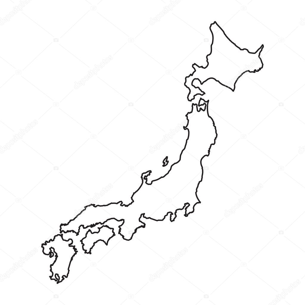 Japan map in line style. Vector illustration on white background.