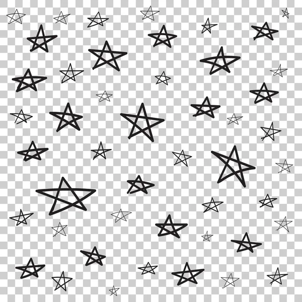 Hand drawn star pattern with ink doodles. Simple vector illustration on isolated background. — Stock Vector
