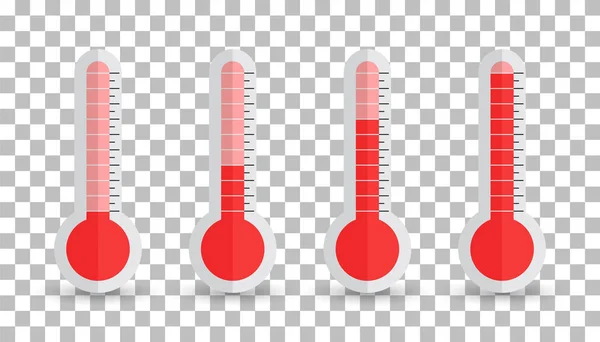 Icono de termómetros con diferentes niveles. Ilustración vectorial plana sobre fondo aislado . — Vector de stock