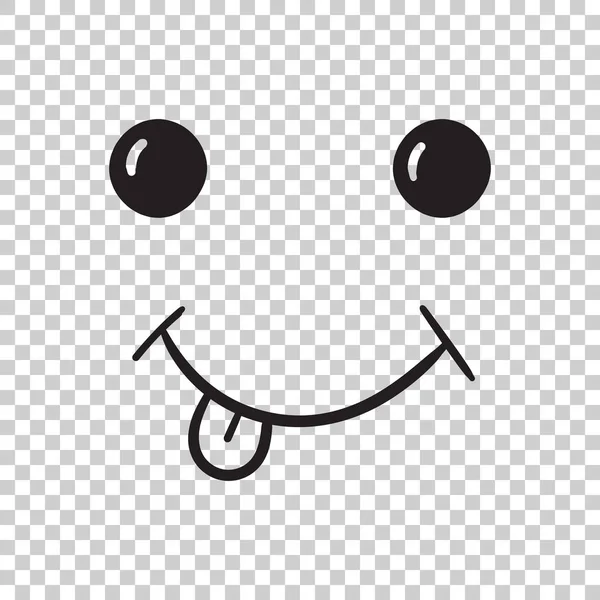 Enkla leende med tungan vektor ikon. Handritad ansikte doodle illustration på isolerade bakgrund. — Stock vektor