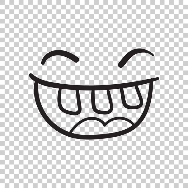 Basit gülümseme ile dil vektör simgesi. Elle çizilmiş yüz doodle illüstrasyon izole arka plan üzerinde. — Stok Vektör