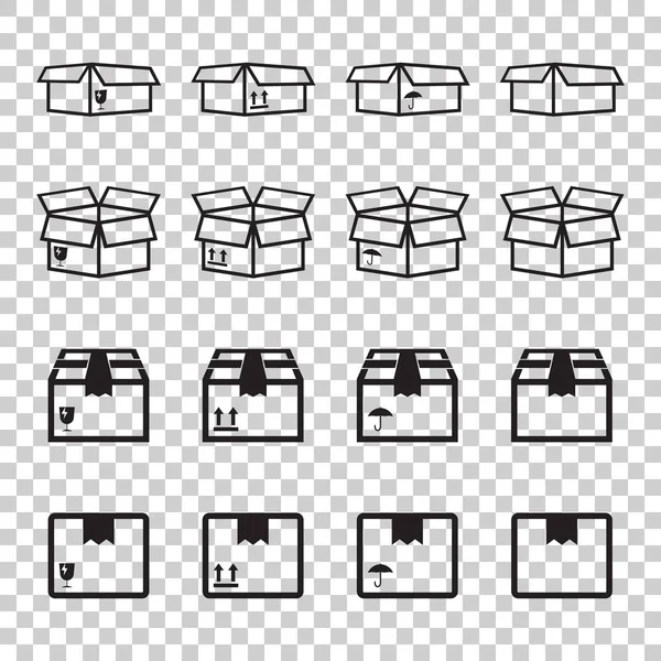 包装ボックス アイコンのセットです。フラット パック簡単なベクター画像を配布. — ストックベクタ