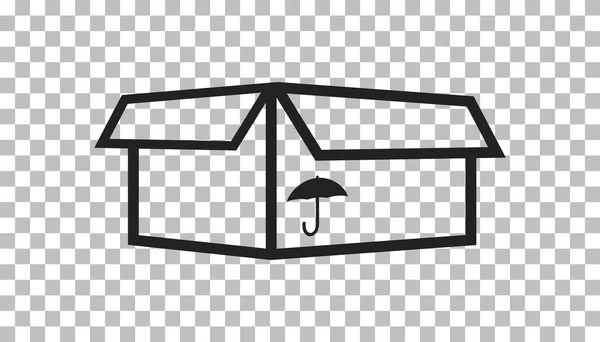 Verpakking vak pictogram met het symbool van de paraplu. Verzending pack eenvoudige vectorillustratie op geïsoleerde achtergrond. — Stockvector