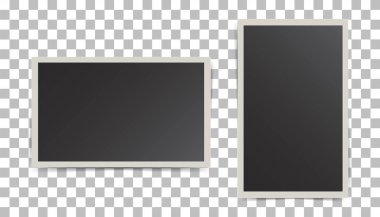 İzole edilmiş arkaplanda fotoğraf çerçevesi. Fotoğrafçılık ve fotoğrafçılık için. Vektör illüstrasyonu