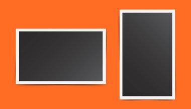 Turuncu zemin üzerine fotoğraf çerçevelemek. Fotoğraf ve resim için. Vektör çizim