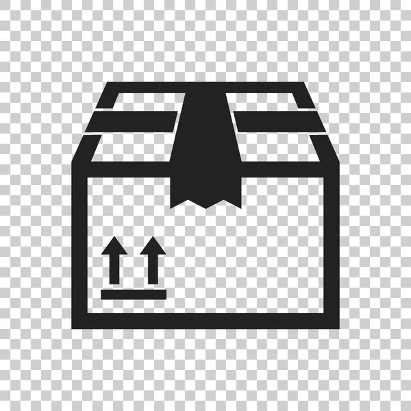 Συσκευασία κουτί εικονίδιο με βέλος σύμβολο. Ναυτιλία πακέτο απλή διανυσματικά εικονογράφηση σε απομονωμένες φόντο. — Διανυσματικό Αρχείο