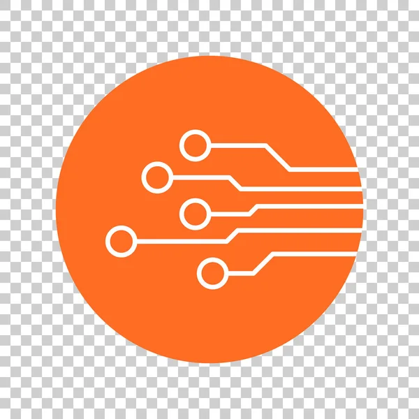 Icono de placa de circuito. Esquema tecnológico símbolo vector plano ilustración sobre fondo naranja . — Vector de stock