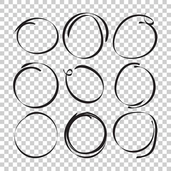Set of the hand drawn scribble circles. Vector element. Illustration on isolated background. — Stock Vector