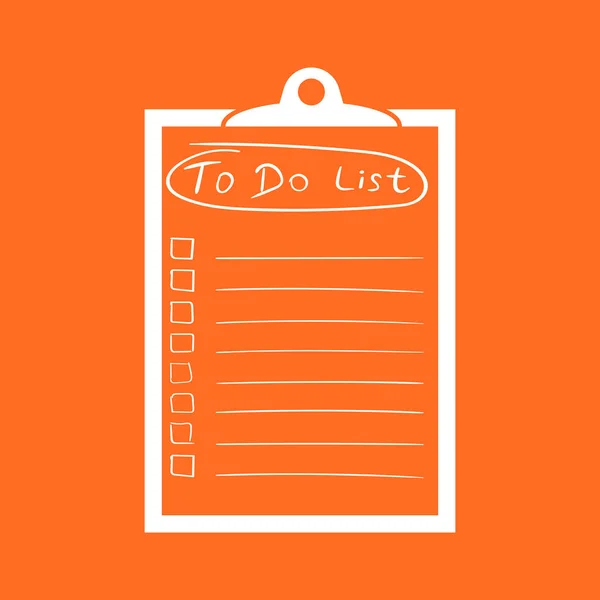 To do list icon with hand drawn text. Checklist, task list vector illustration in flat style on orange background. — Stock Vector