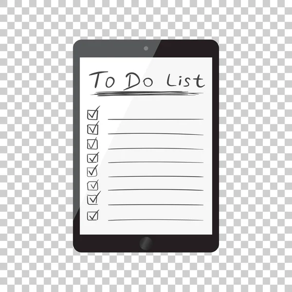 Businessman to do list, checklist with tablet computer. Check list icon flat vector illustration. — Stock Vector