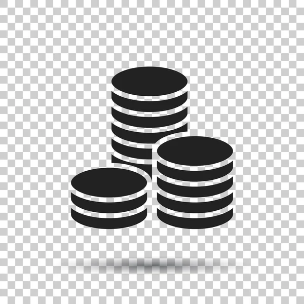 Moedas empilhar ilustração vetorial. Dinheiro empilhado moedas ícone em estilo plano. — Vetor de Stock