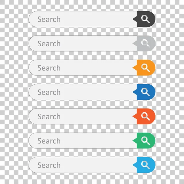 Campo de barra de búsqueda. Establecer elementos de interfaz vectorial con botón de búsqueda. Ilustración vectorial plana sobre fondo aislado . — Vector de stock