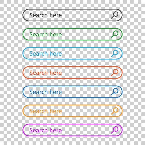 Campo da barra de pesquisa. Definir elementos de interface vetorial com botão de pesquisa. Ilustração vetorial plana em fundo isolado . — Vetor de Stock