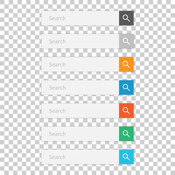 検索バーのフィールド。検索ボタンを持つベクトル インターフェイス要素を設定します。孤立した背景の平面ベクトル図. — ストックベクタ