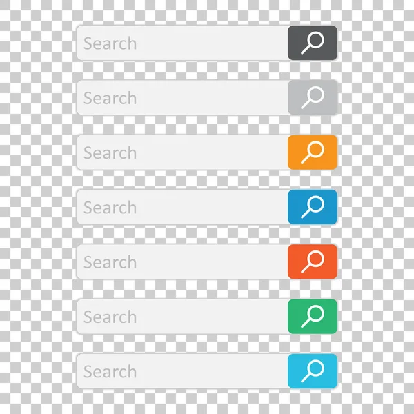 検索バーのフィールド。検索ボタンを持つベクトル インターフェイス要素を設定します。孤立した背景の平面ベクトル図. — ストックベクタ