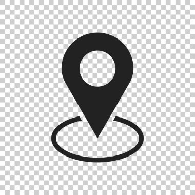PIN simge vektör. Yer düz stil üzerinde izole arka plan izole oturum açın. Navigasyon haritası, gps kavramı.