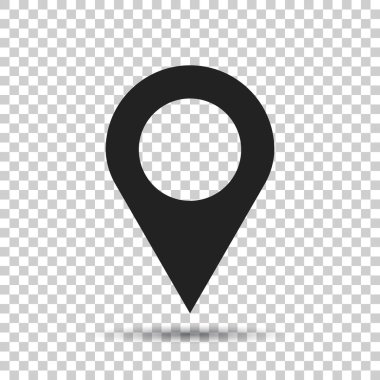 PIN simge vektör. Yer düz stil üzerinde izole arka plan izole oturum açın. Navigasyon haritası, gps kavramı.