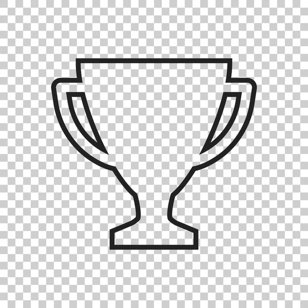 Trofee cup platte vector pictogram in lijnstijl. Eenvoudige winnaar symbool. Zwarte illustratie geïsoleerd op geïsoleerde achtergrond. — Stockvector