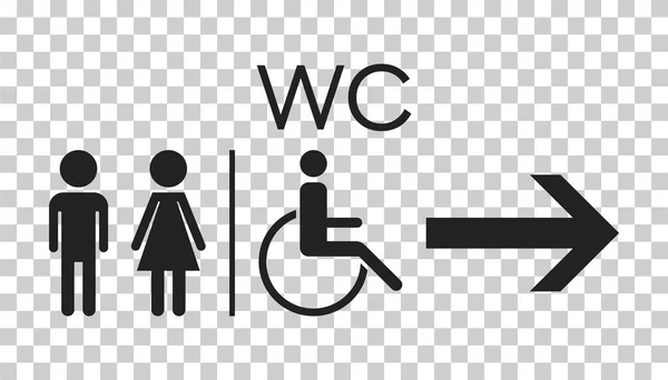 WC, toalett platt vektor ikonen. Män och kvinnor registrera för toaletten på isolerade bakgrund. — Stock vektor
