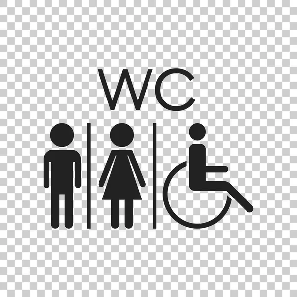 WC, toilet flat vector icon. Мужчины и женщины расписываются за уборную на изолированном фоне . — стоковый вектор