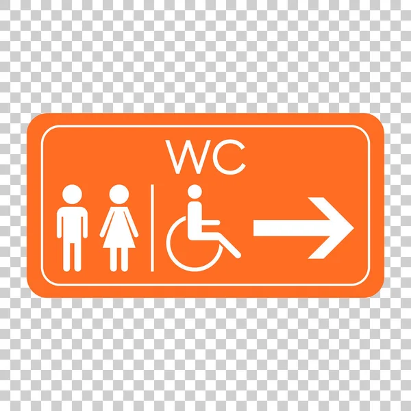 WC, toalett vektor ikonen. Män och kvinnor logga för restroom orange ombord. — Stock vektor