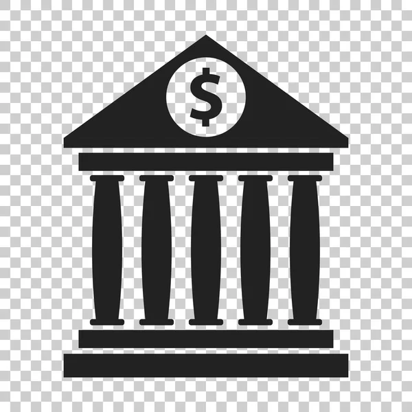 Bank building icon with dollar sign in flat style. Museum vector illustration on isolated background. — Stock Vector