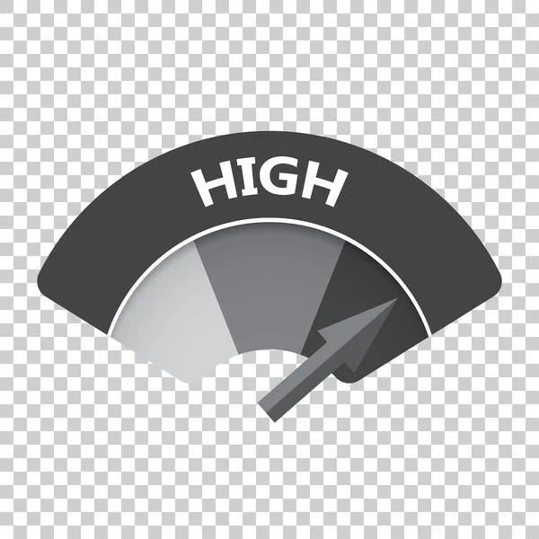 High level risk gauge vector icon. High fuel illustration on isolated background. — Stock Vector