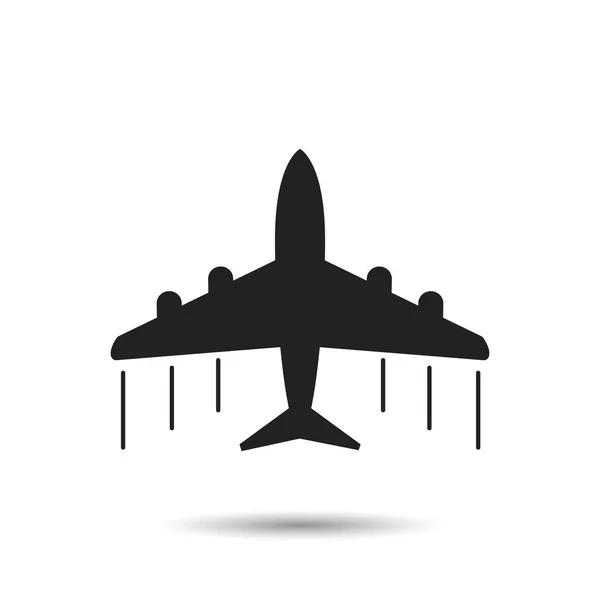 Airplane icon. Flat vector illustration. Plane sign symbol with shadow on white background. — Stock Vector