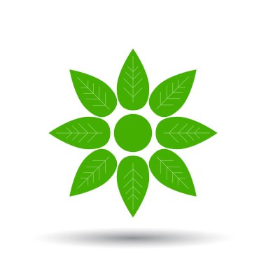 Çiçek simgesi. Düz vektör çizim. Çiçek işareti simgesi beyaz zemin üzerine gölge ile.