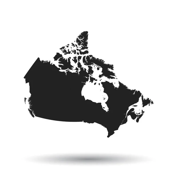 캐나다 지도 아이콘입니다. 평면 벡터 일러스트입니다. 흰색 바탕에 그림자와 함께 캐나다 기호. — 스톡 벡터