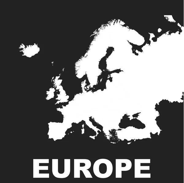 Europakarte. flache Vektordarstellung. Europa Zeichen Symbol mit auf schwarzem Hintergrund. — Stockvektor