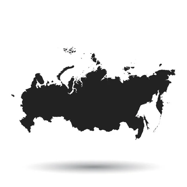 Ícone do mapa da Rússia. Ilustração vetorial plana. Rússia símbolo de sinal com sombra no fundo branco . —  Vetores de Stock