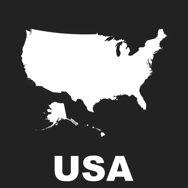 Amerika harita simgesi. Düz vektör çizim. Siyah arka plan üzerine ABD işareti simgesi. — Stok Vektör