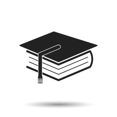 Eğitim ve kitap. Beyaz arka plan üzerinde düz simge vektör çizim.