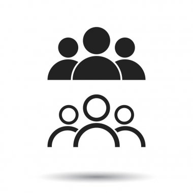 İnsanlar simgesi. Düz vektör çizim. İnsanlar sembolü beyaz zemin üzerine gölge ile kayıt.
