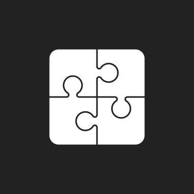 Bulmaca simgesi. Düz vektör çizim. Oyun işareti simgesi siyah arka plan üzerine gölge ile bulmaca.