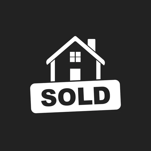 House with sold sign. Flat vector illustration on black background — Stock Vector