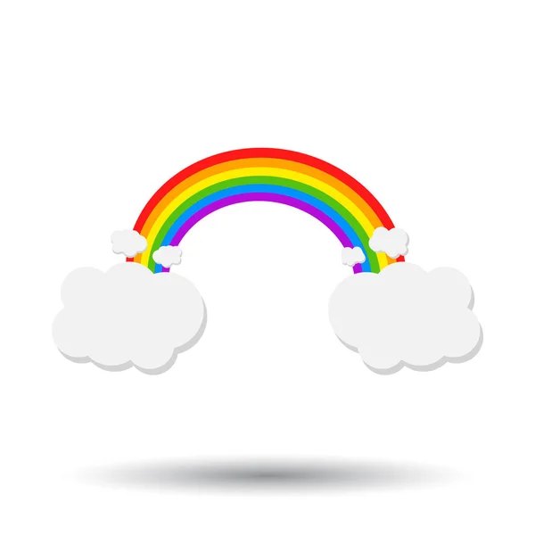 Color arco iris con nubes. Ilustración vectorial sobre fondo blanco — Archivo Imágenes Vectoriales