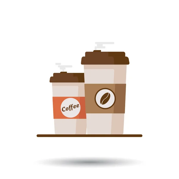 白い背景の上のコーヒー豆とコーヒー カップ。フラットのベクトル図 — ストックベクタ
