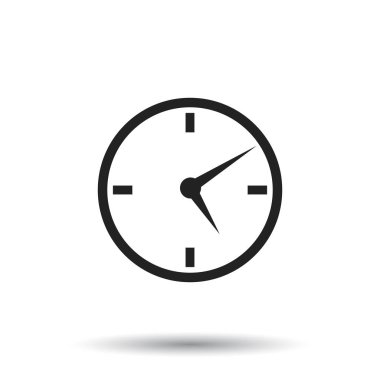 Saat simgesi, düz tasarım. Beyaz arka plan üzerinde vektör çizim