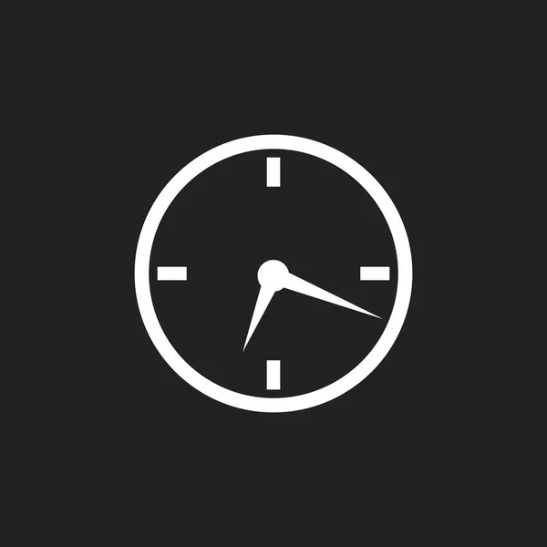 Icono del reloj, diseño plano. Ilustración vectorial sobre fondo negro — Vector de stock