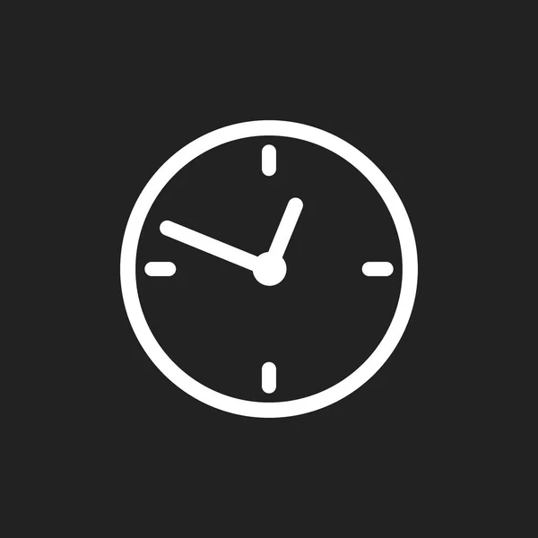Icono del reloj, diseño plano. Ilustración vectorial sobre fondo negro — Archivo Imágenes Vectoriales