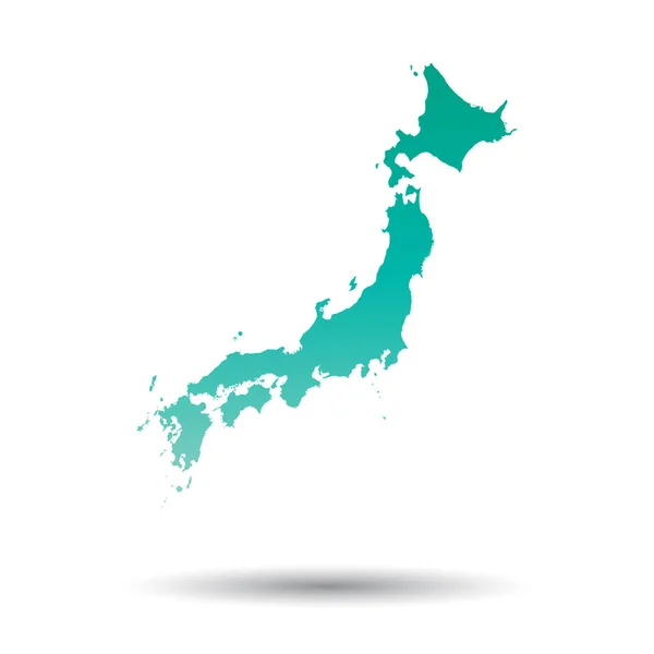 Japan map. Colorful turquoise vector illustration on white isolated background. — Stock Vector