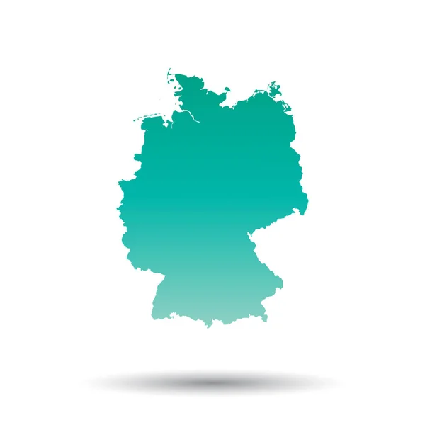 ドイツ地図。孤立した白地にカラフルなターコイズのベクトル図. — ストックベクタ