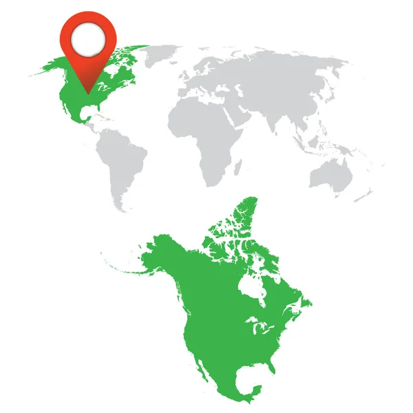 Mappa dettagliata del Nord America e set di navigazione mappa del mondo. Illustrazione vettoriale piatto . — Vettoriale Stock