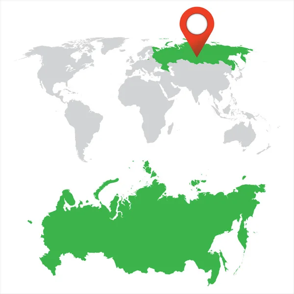 Ορίστε λεπτομερή χάρτη της Ρωσίας και παγκόσμια Χάρτης πλοήγησης. Επίπεδη διανυσματικά εικονογράφηση. — Διανυσματικό Αρχείο