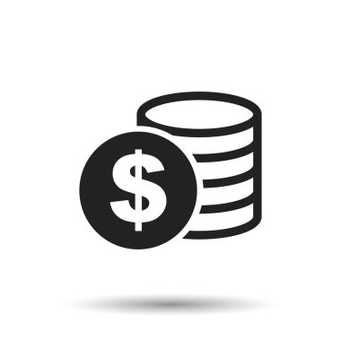 Para simgesi beyaz arka plan üzerinde. Paralar düz stil resimde vektör. Simgeleri tasarım, Web sitesi.