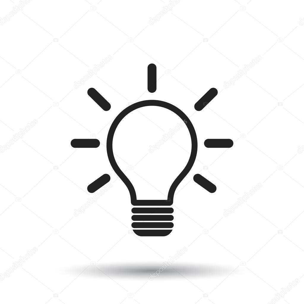 Light bulb icon on white background. Idea flat vector illustration. Icons for design, website.