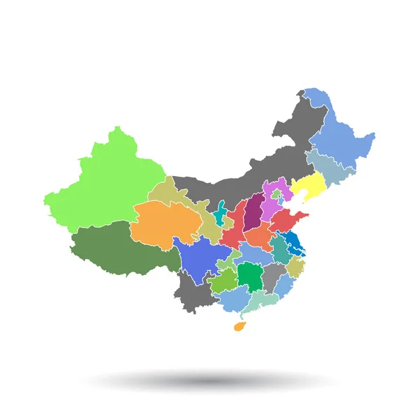 Карта Китая с провинцией. Плоский векторный рисунок на изолированном фоне — стоковый вектор