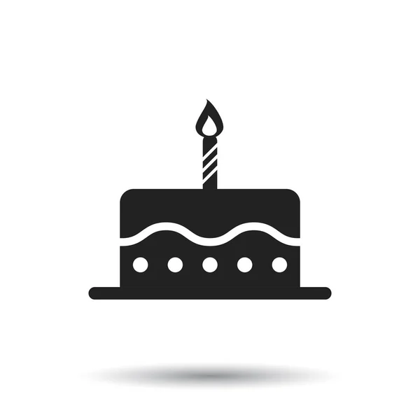 Születésnapi torta lapos ikonra. Friss torta muffin elszigetelt háttér — Stock Vector